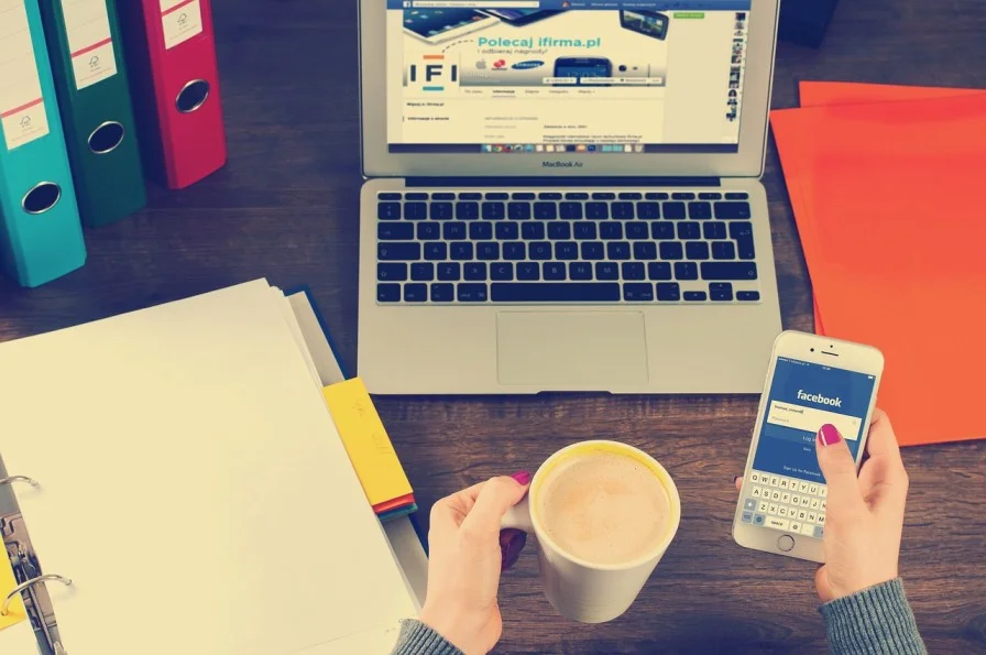 Social media marketing strategy with interconnected data points and UI elements